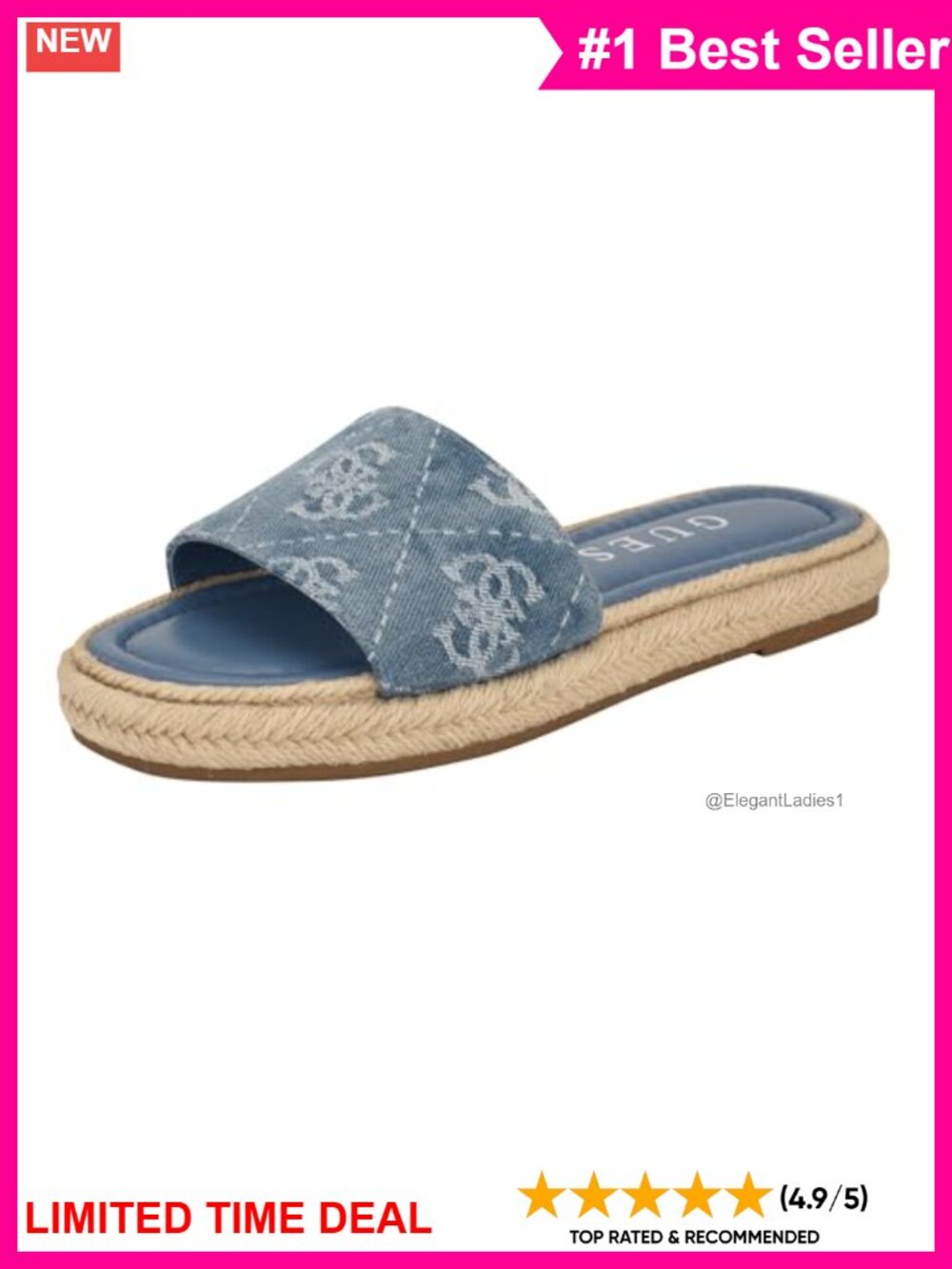 Slip-On Mule Espadrille Sandal Textile Denim Casual Summer